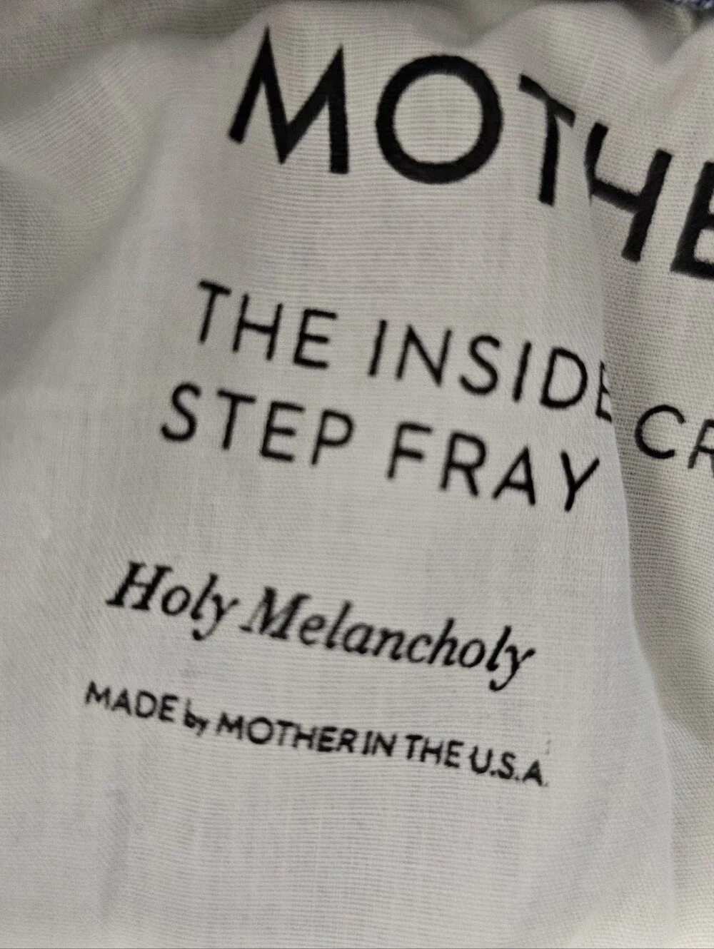 MOTHER The Insider Crop Step Fray‎ Distressed High Straight Leg Blue Jeans 24
